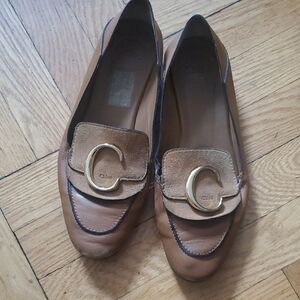 Chloe Brown Leather Loafers